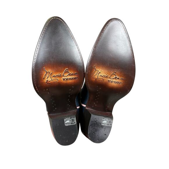 NEW Macie Bean Top Hand 10” Leather Cowboy Boots Women's 7M Navy Blue Western - Picture 12 of 13